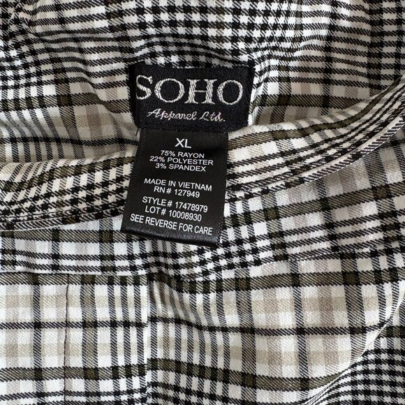 SOHO Apparel Ltd Pants Plaid Tapered to Ankle Pull Up Women’s Size XL Like NEW - Picture 5 of 7